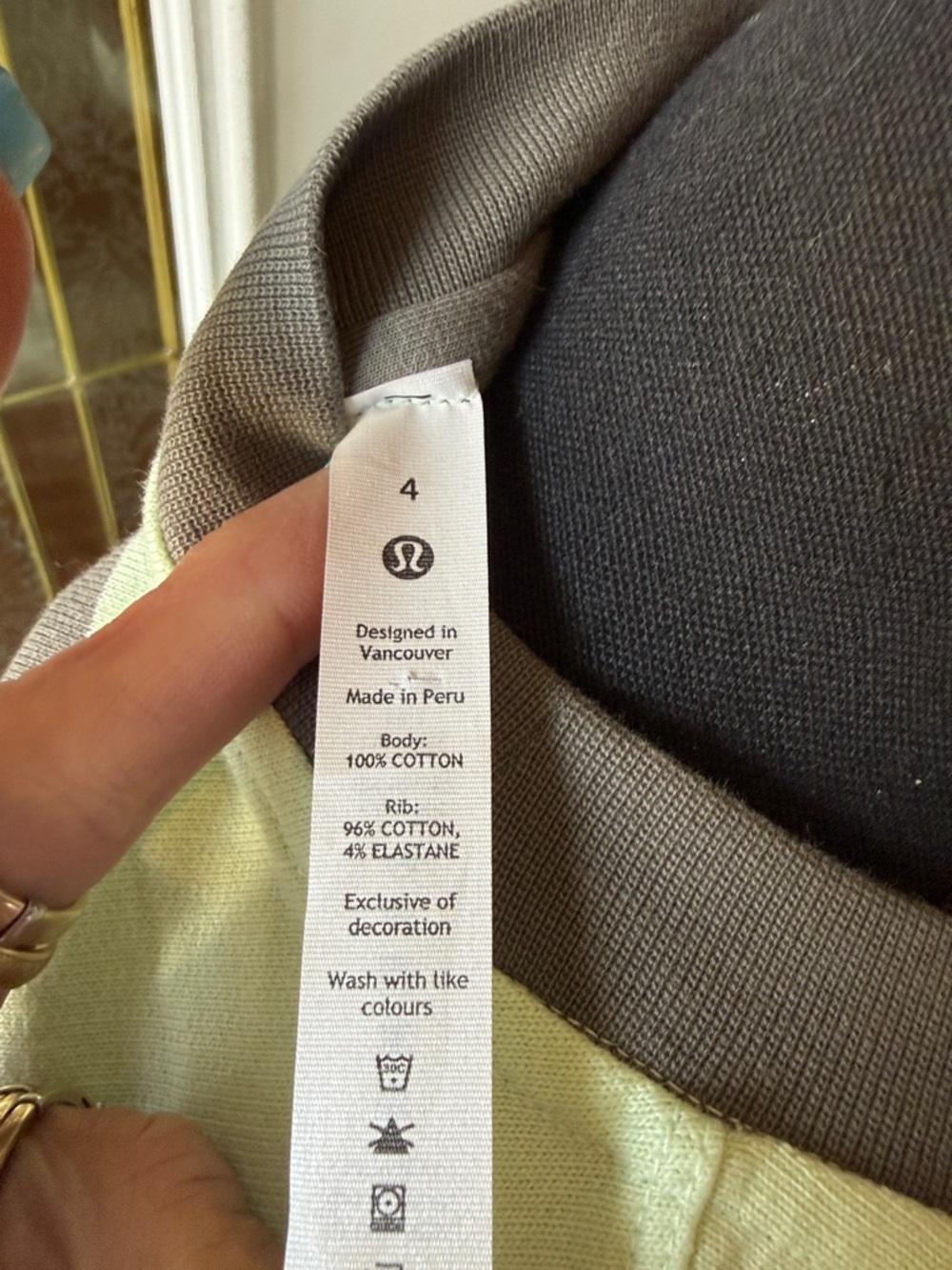 lululemon athletica Green and Grey/Sage Striped Cropped Sweatshirt - Picture 4 of 5